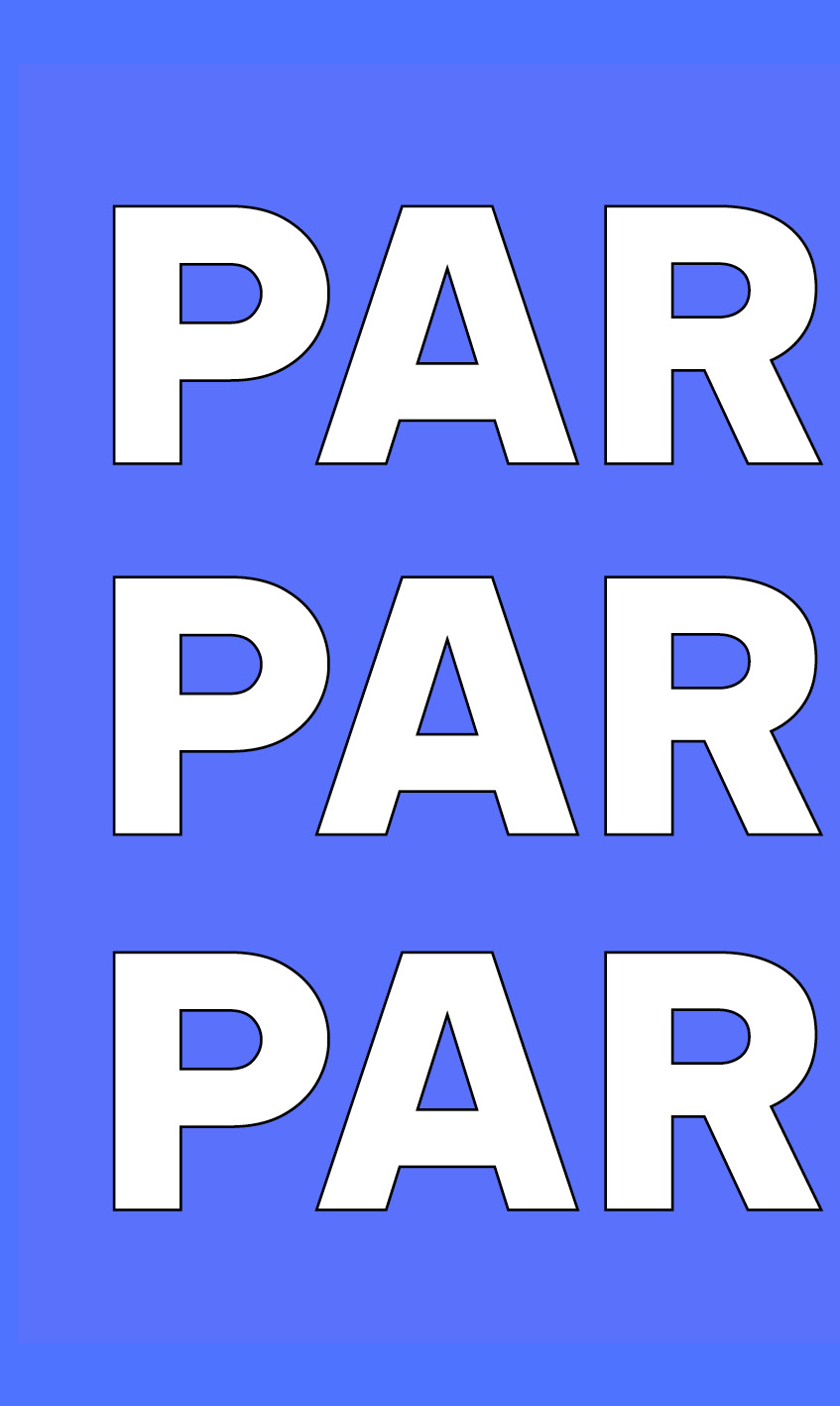 Texto repetido "PAR" en fondo azul.