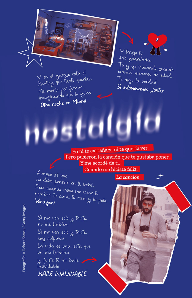 Collage con fotos, texto en español y decoración.