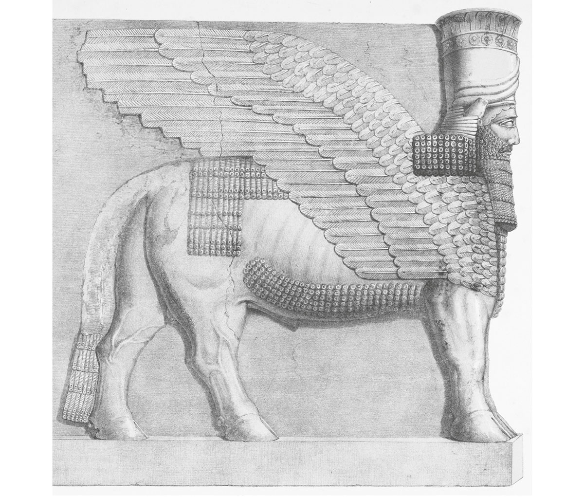 Ilustración que representa un relieve de un iamassu