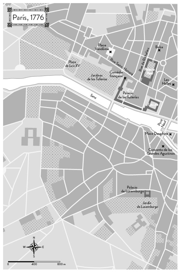 Parte izquierda del mapa de París del año 1776