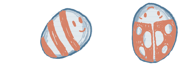 Ilustración de unas piedras con dibujos