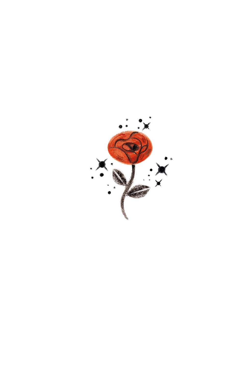 Ilustración de una rosa en tonos rojos y negros