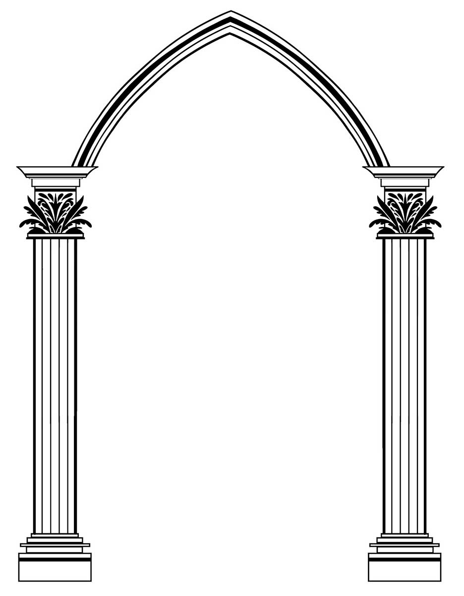 Il·lustració de dues columnes que suporten un arc apuntat.