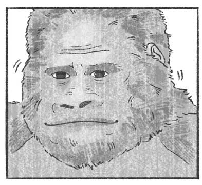 Ilustración un poco pixelada de un gorila.