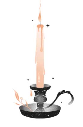 Ilustración de un portavelas con una vela encendida.
