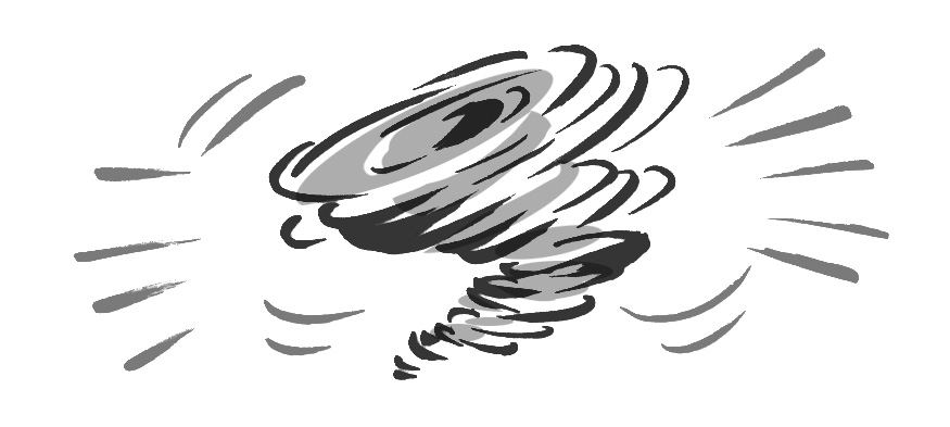 Ilustración de un tornado.