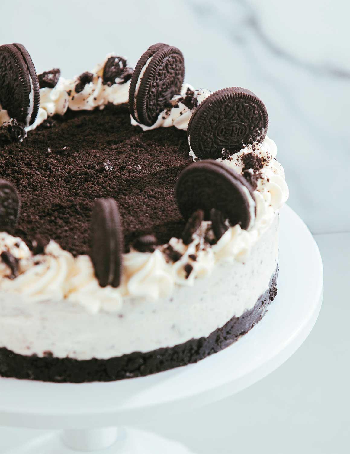 Fotografía de un cheesecake de Oreo