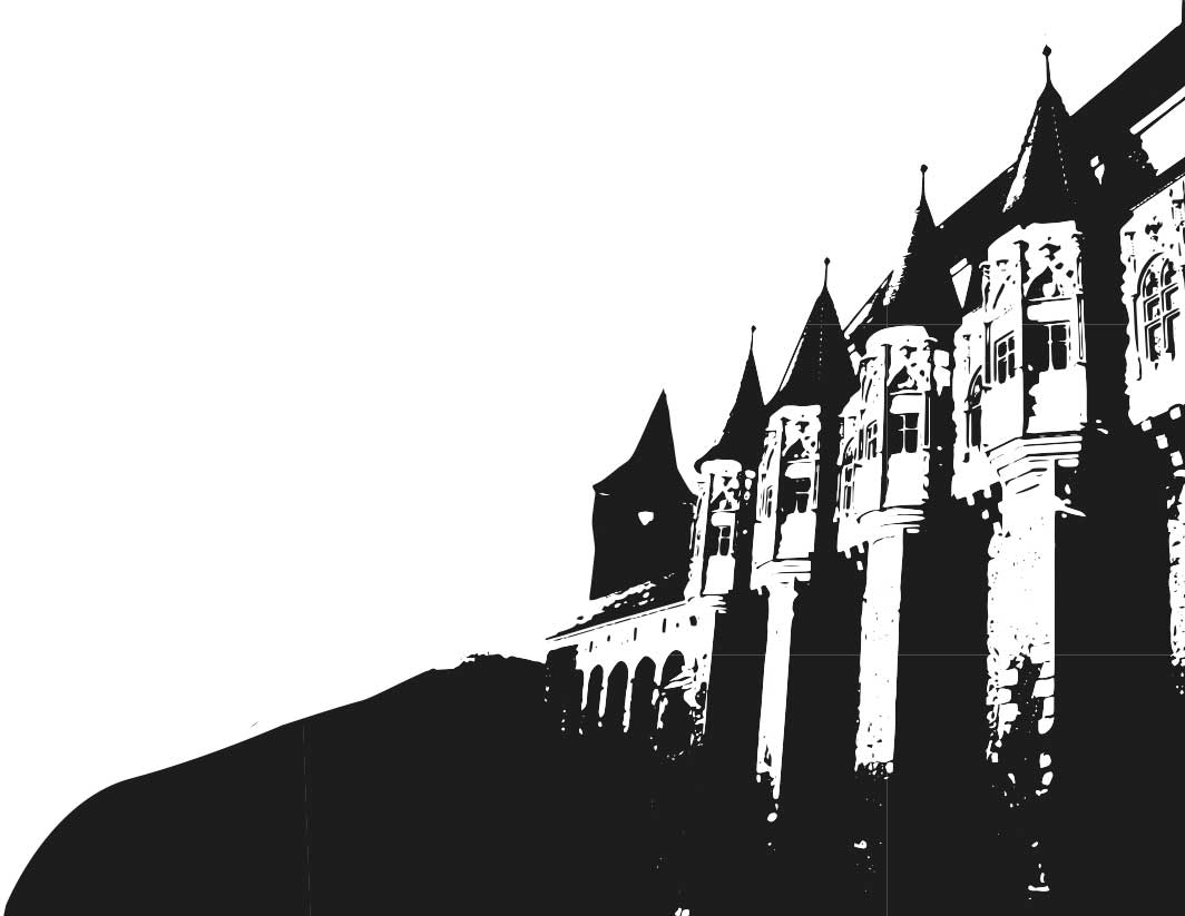 Il·lustració de la façana d’un castell.