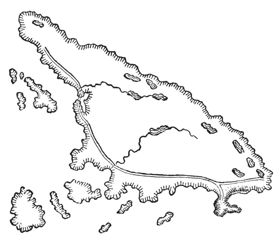 Il·lustració del mapa d’una illa.